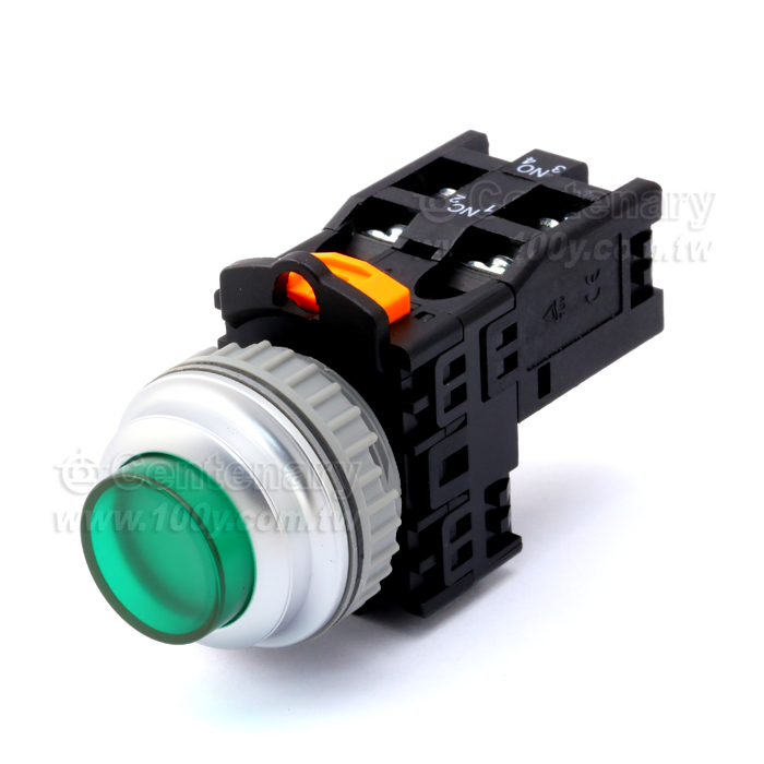 30mm按鈕開關24V鎢絲燈/1a1b綠凸頭 - 30591 產品圖片