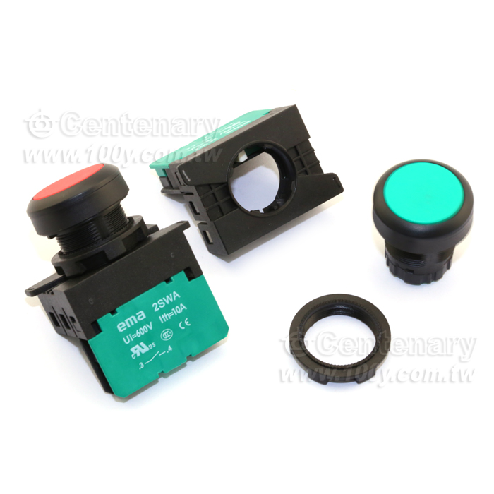 ψ22mm 開關復歸+1A接點 紅(ROHS) - 41414 產品圖片