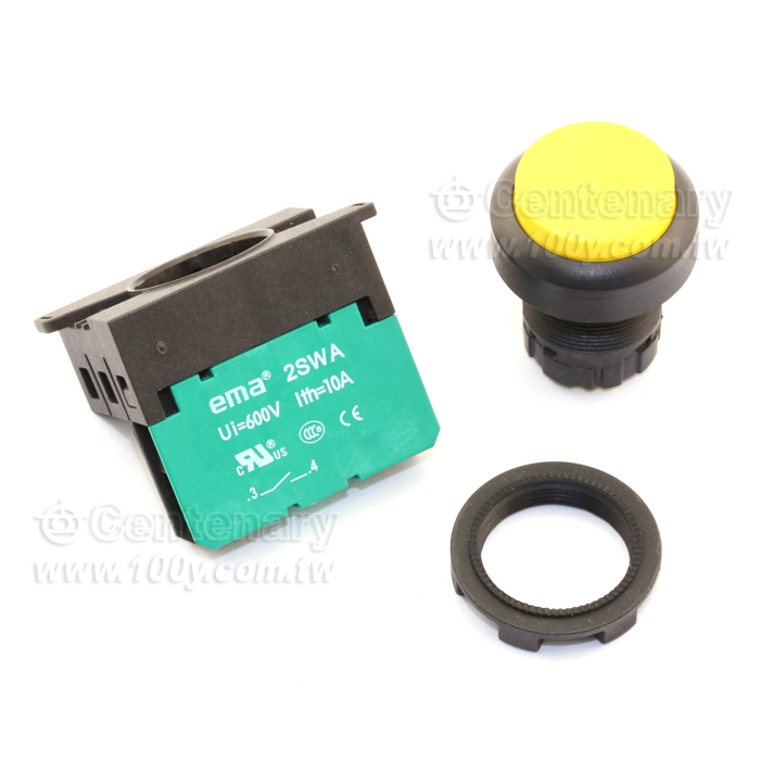 瞬間型押扣開關 +1NO (ROHS) 黃色 - 48664 產品圖片