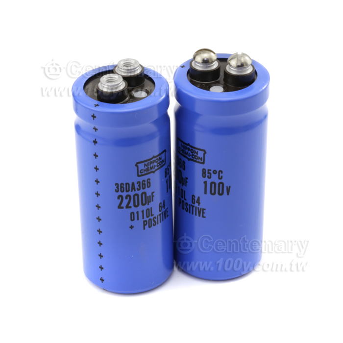 NIPPON CHEMI-CON_2200uF/100V Screw Terminal Large Can Capacitor - 66571 Product Image