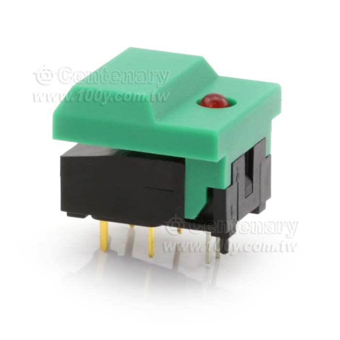 按鍵開關 綠蓋帶紅色LED - 78214 產品圖片