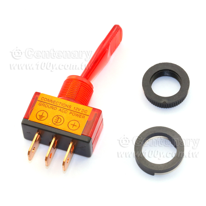 3P 2段帶燈開關 12V/6A 紅色 - 90050 產品圖片