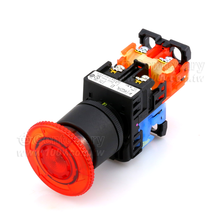 22mm_緊急LED 全透明按鈕開關1NO+1NC - 97635 產品圖片