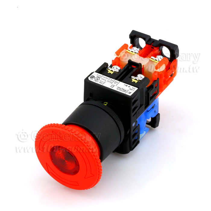 22mm_緊急按鈕 LED開關紅色 1NO+1NC - 97634 產品圖片