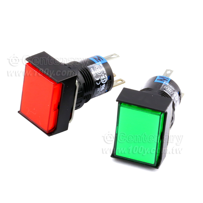 φ16 長方形LED照明復歸按鈕開關 綠色 - 107858 產品圖片