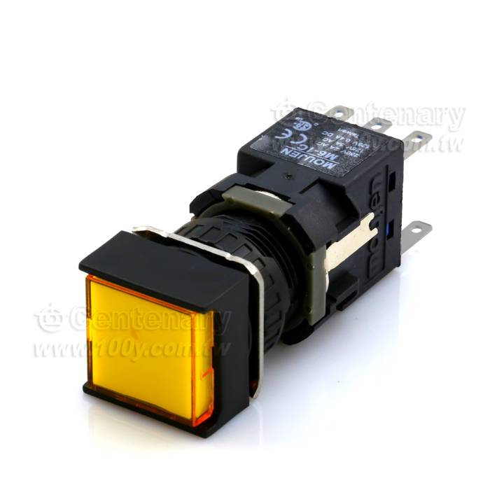 帶燈按鍵開關 黃色 LED 6VDC - 44186 產品圖片