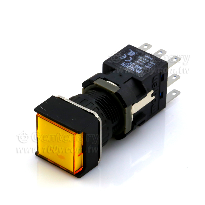 帶燈按鍵開關 黃色 LED 24VDC - 44182 產品圖片