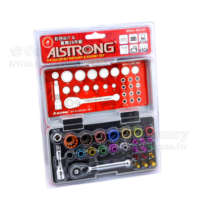 AISTRONG 彩色鋁環BIT&套筒件28組 - 111732 產品圖片