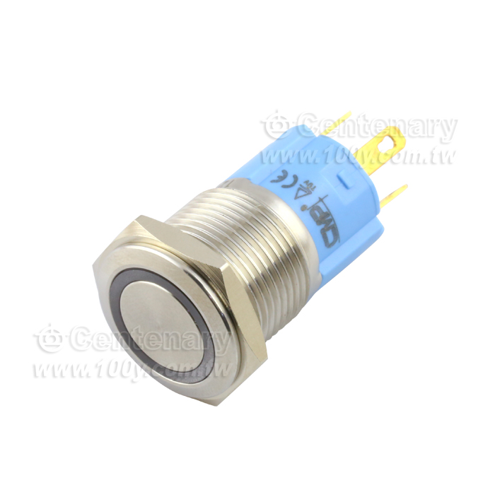 Φ16mm不銹鋼帶燈按鈕開關(自復型)  LED12V 紅色 - 113808 產品圖片