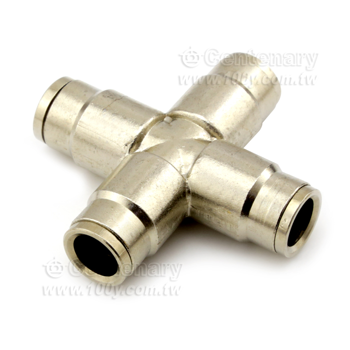 快插式四通接頭-9.52mm-黃銅鍍鎳 - 117807 產品圖片