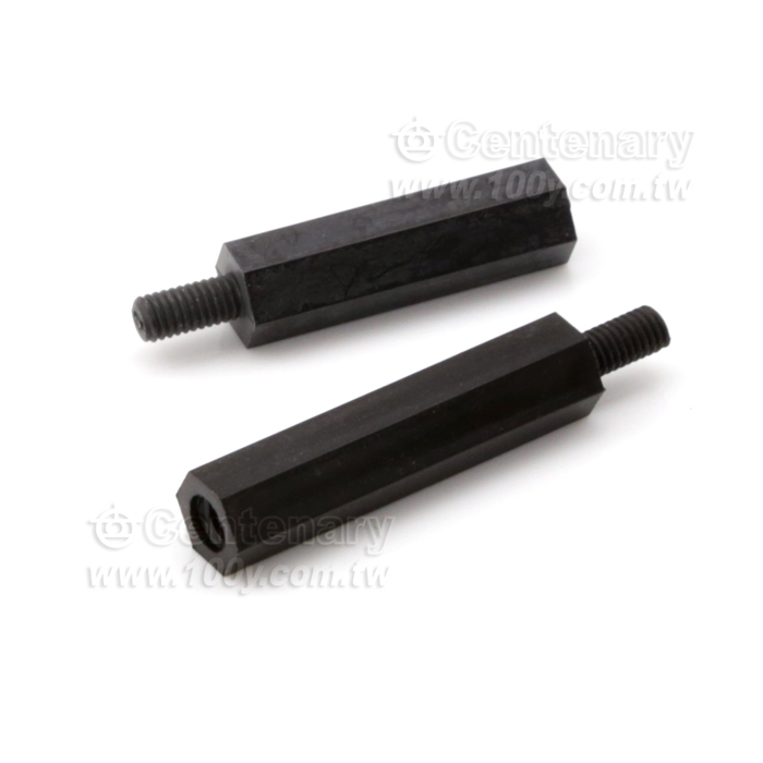 公/母 塑膠六角隔離柱 黑色 - 146154 產品圖片
