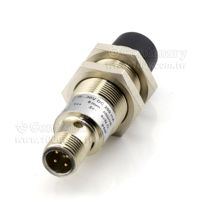 DC-3 Wire-Standard Brass, Nickel Plated(BN), Cylindrical, Threaded, 10-30VDC, 250mA, LED For Output Energized - 118276 Product Image