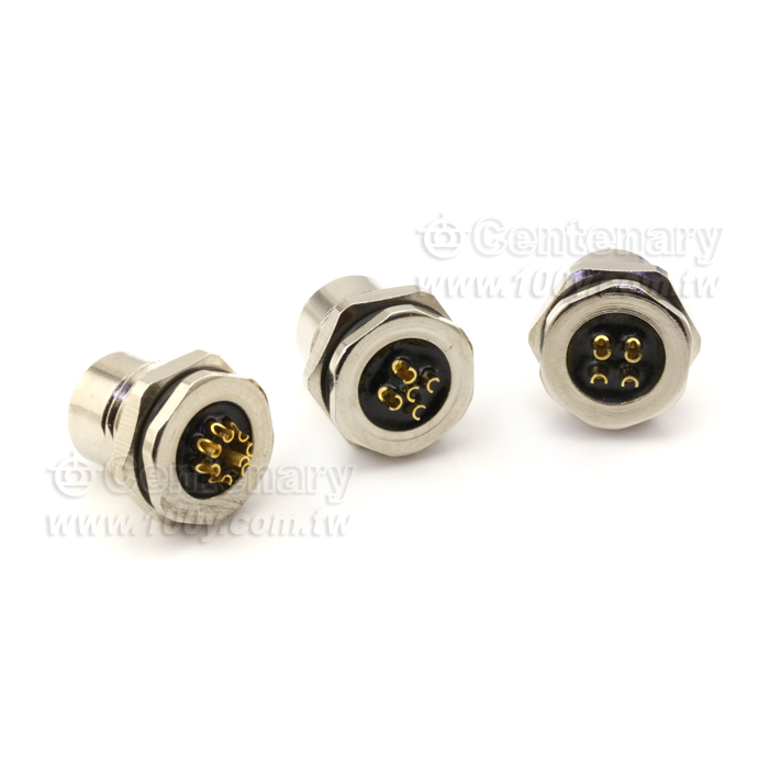 M12 Male Panel mount Connector, Female, Front Fastened, Solder - 122071 Product Image