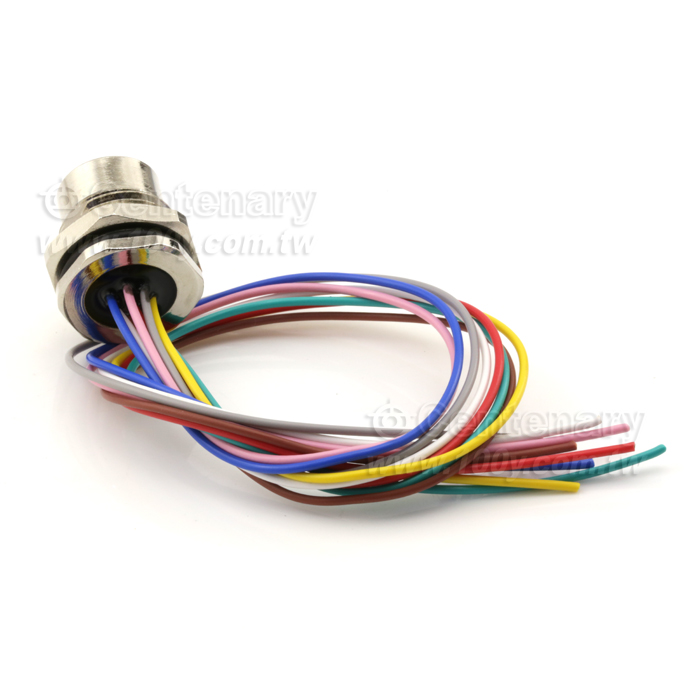 M12 Male Panel Mount Connector, Female, Front Fastened, With Single Wire - 122078 Product Image