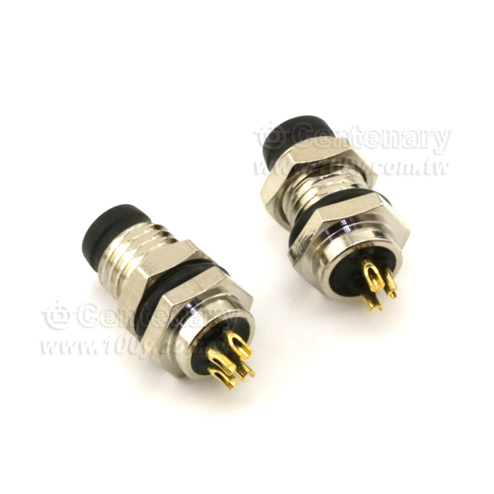 M8 Male Panel Mount Connector, Front Fastened with M8*1, Solder - 122011 Product Image