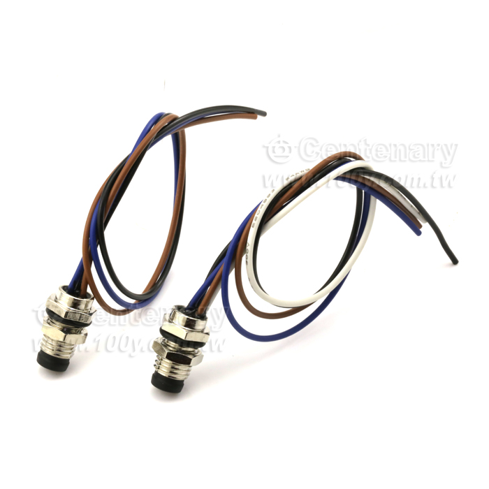 M8 Female Panel Mount Connector, Front Fastened, with Single Wires - 122012 Product Image