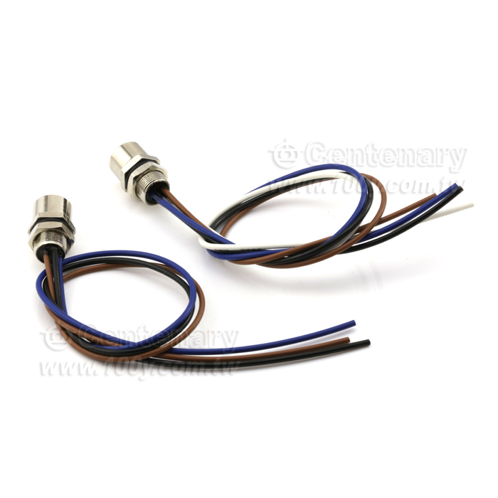 M8 Female Panel Mount Connector, Behind Fastened, with Single Wires - 122004 Product Image