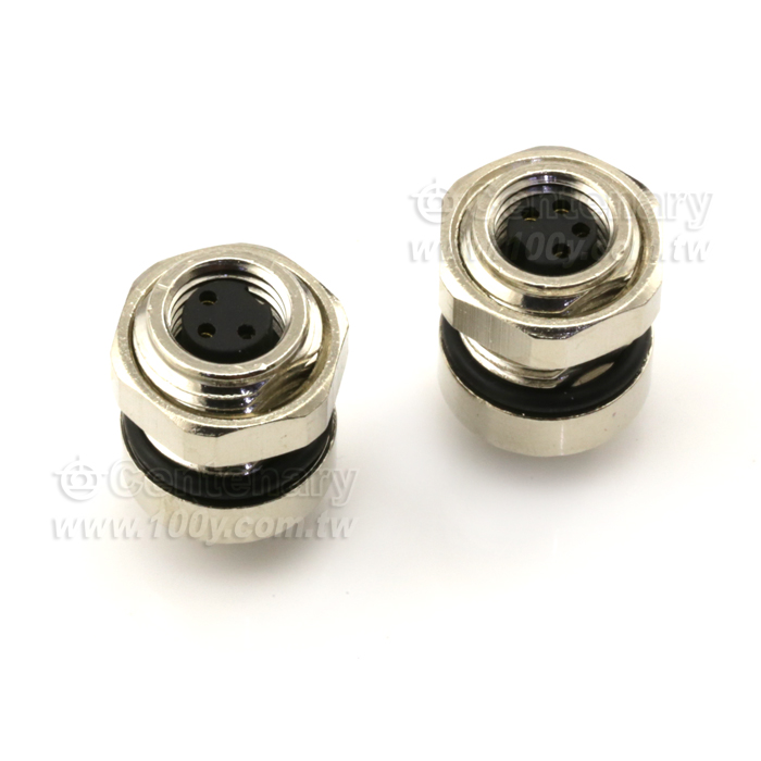 M8 Female Panel Mount Connector, Front Fastened with M12*1, Solder - 121997 Product Image