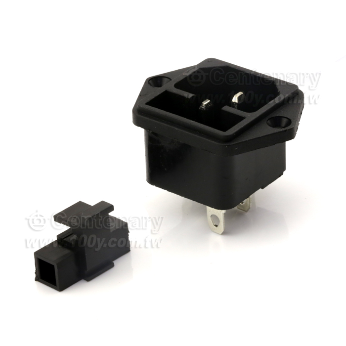 AC power socket with fuse socket with ear - 163929 Product Image