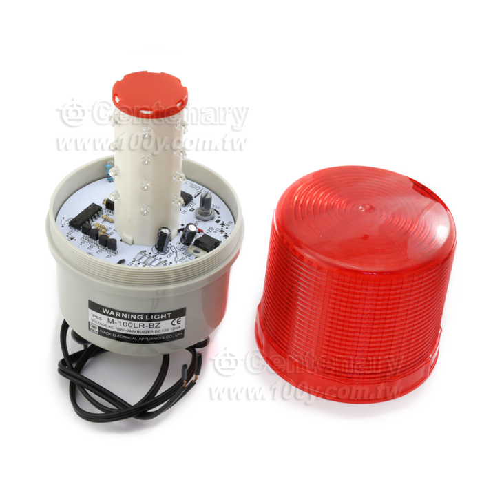 φ100 旋轉警示燈 LED 附蜂鳴 紅色 - 118052 產品圖片