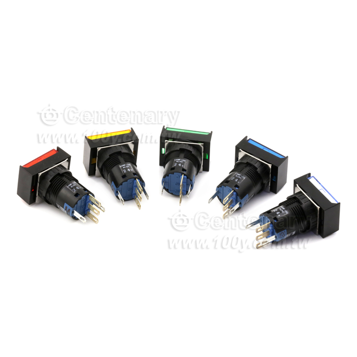φ16 長方形LED照明復歸按鈕開關 白色 - 122979 產品圖片