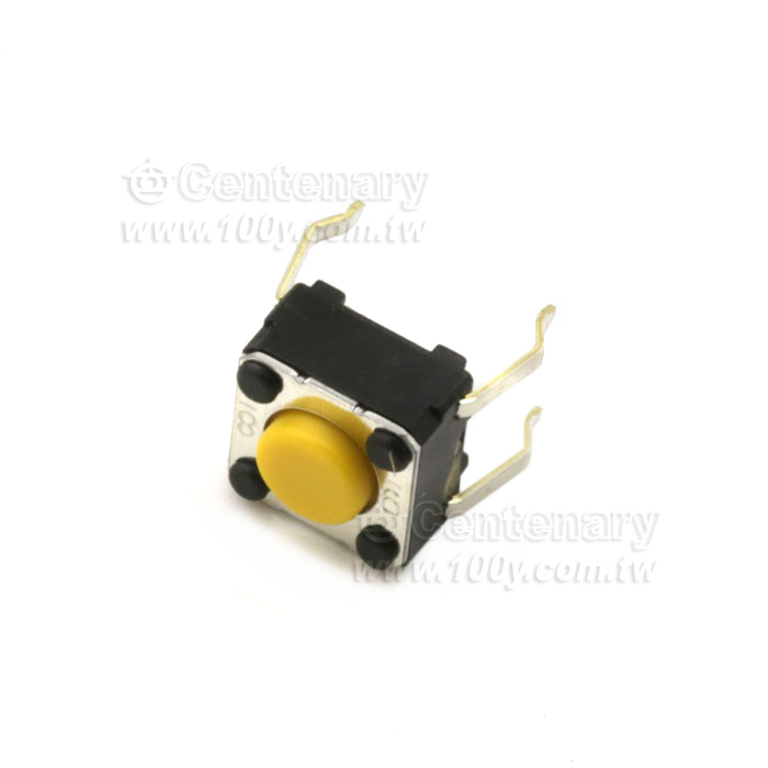 觸動開關 SPST-NO 6*6*4.3mm 1.47N  塞：黃色 - 126144 產品圖片