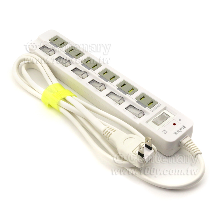 2P High Temperature Power off 7 Open 6 Plug Extension Cord - 128843 Product Image