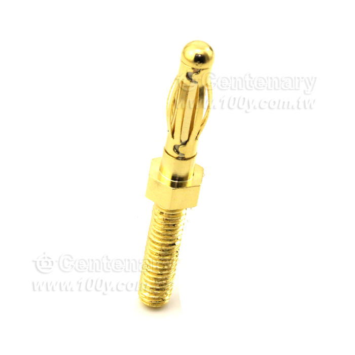 裸露香蕉插頭-4mm/M4*15-燈籠型六角鍍金 - 130343 產品圖片
