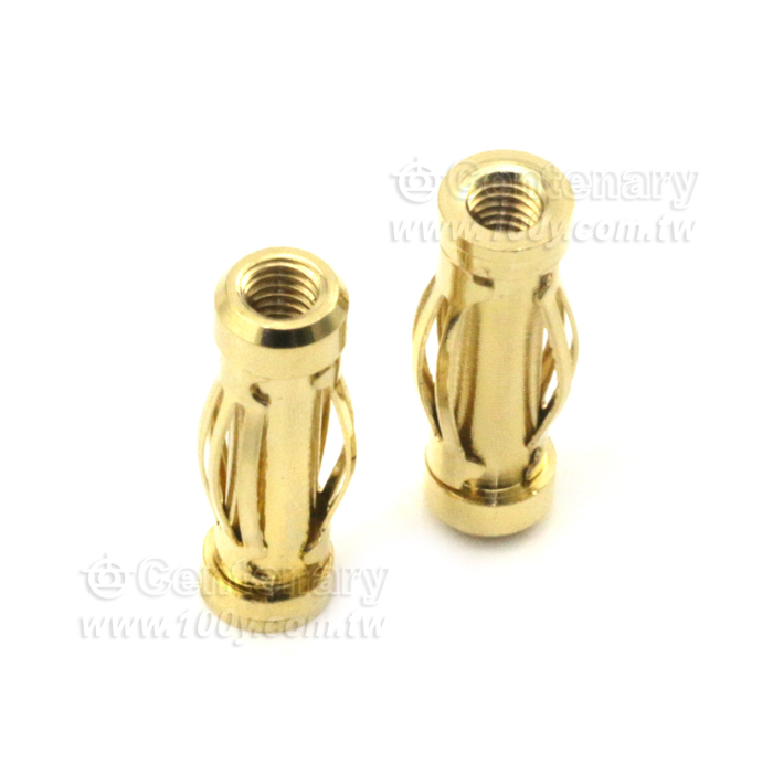 4mm香蕉插頭-銅鍍金燈籠花-M3內螺紋 L:15.6mm - 130336 產品圖片