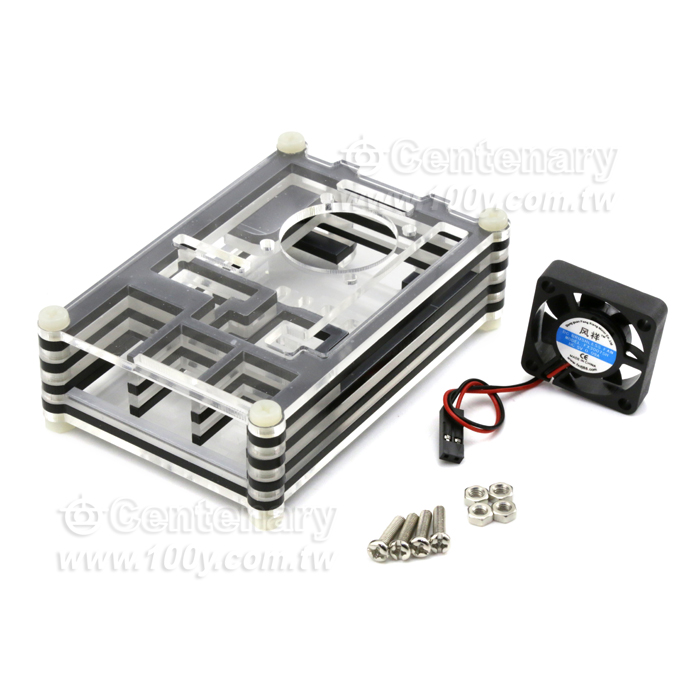 PI3B+9層亞克力透明黑外殼+風扇 適用樹莓派3B+ - 130208 產品圖片