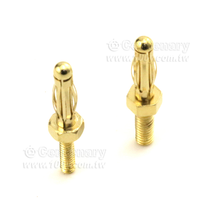 裸露香蕉插頭-2.5mm/M2*6.5-燈籠型六角鍍金 - 130328 產品圖片