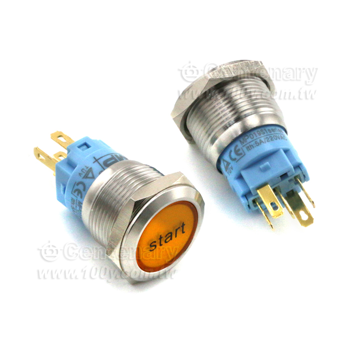 圓形發光金屬按鍵開關 綠色 19mm 24V - 131971 產品圖片