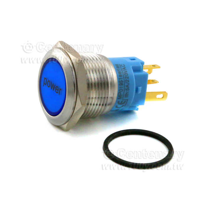 圓形發光金屬按鍵開關 藍色 19mm 12V - 131958 產品圖片