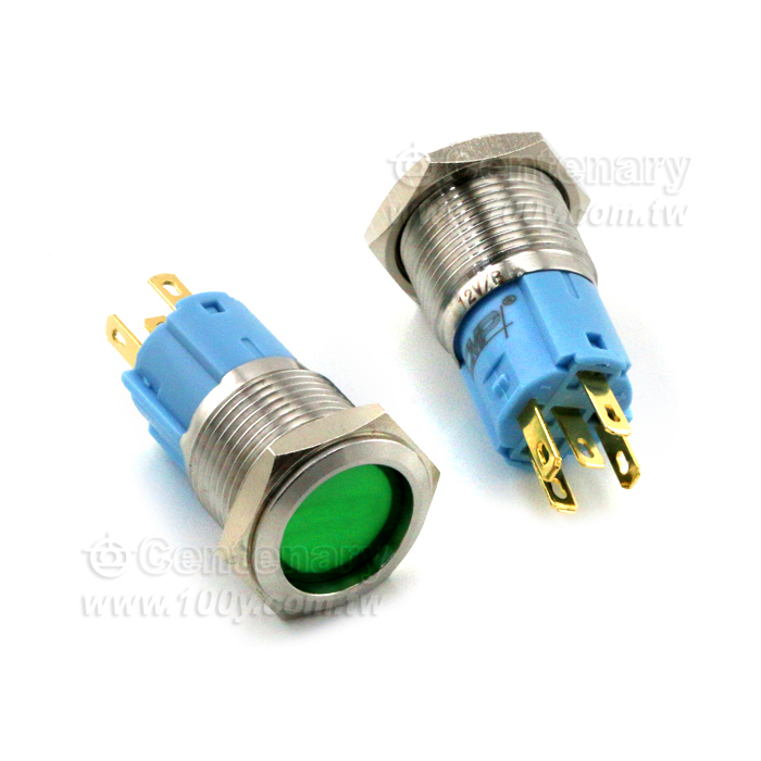 圓形發光金屬按鍵開關 藍色 16mm 12V - 131950 產品圖片
