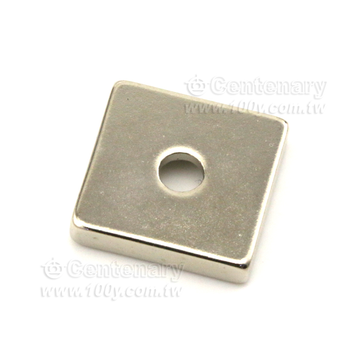 方形稀吸鐵石 正方形帶孔磁鐵 長19*19mm高4.65mm 孔徑5mm - 147892 產品圖片