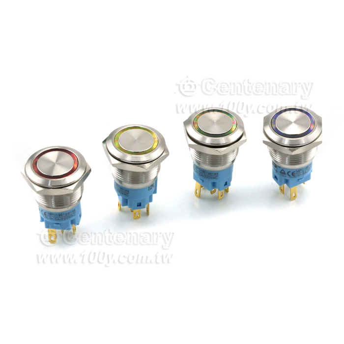 Φ19mm 金屬帶燈按鈕開關 220V 紅色 - 163341 產品圖片