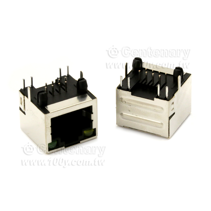 Phone-Jack CONN, 8P8C Black 90° LED - 134735 Product Image