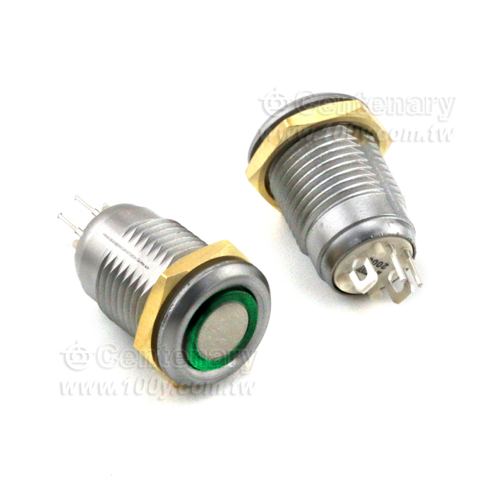 Φ12mm鋅合金鈕開關 LED:綠色 - 134351 產品圖片