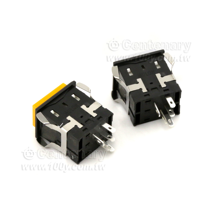 按鈕開關 黃色LED/白色蓋板 SPDT - 102697 產品圖片