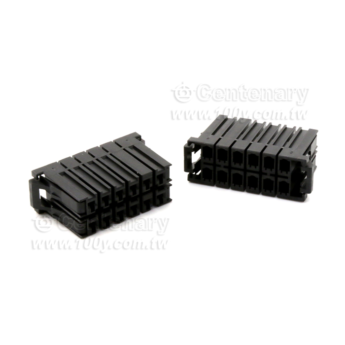TE  12 Position Rectangular Housing Connector Plug Black 0.200" (5.08mm) - 105005 Product Image