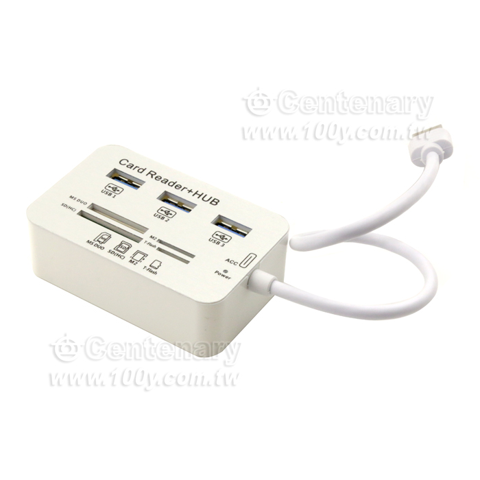 USB3.0讀卡器 (3 Port 3.0HUB+4 SLOT Card Reader)  - 130157 產品圖片