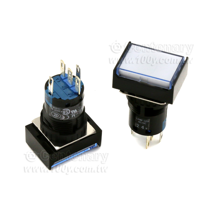 φ16 長方形LED照明復歸按鈕開關白（正白） - 140380 產品圖片