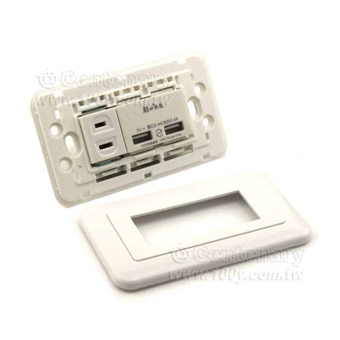 埋入式雙USB+單插座組 (3.4A) - 140471 產品圖片