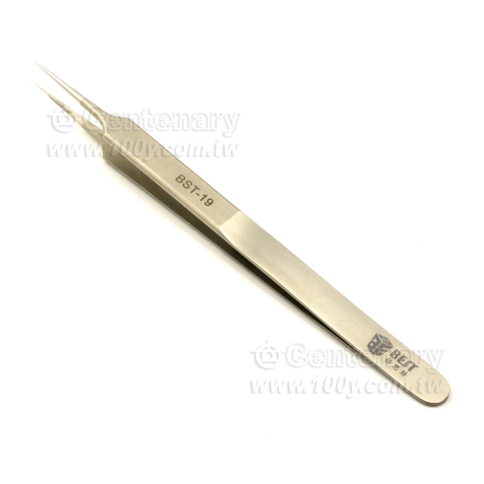 Fine pointed tweezers with long straight head hardened stainless steel - 142904 Product Image