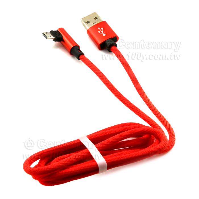 彎頭數據線 安卓Micro usb尼龍編制遊戲機充電 紅色-盒裝 - 142741 產品圖片