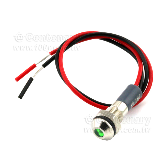 帶線金屬指示燈 6mm 12-24V-紅-145mm - 139450 產品圖片