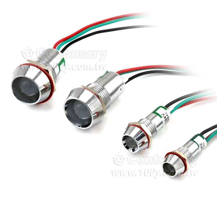 Φ14mm 24V 紅綠雙色 LED銅殼金屬指示燈 帶線 - 142986 產品圖片