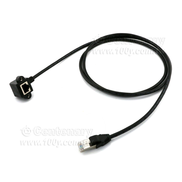 RJ45 公對母 Cat5.e 帶螺絲孔可固定網路延長線 1m彎頭90° - 143286 產品圖片