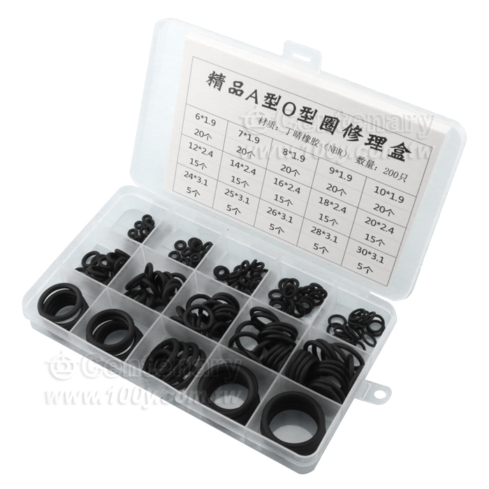 國標丁晴O型圈修理盒外經6-30(粗1.9-2.4-3.1)/200pcs/盒 - 143935 產品圖片