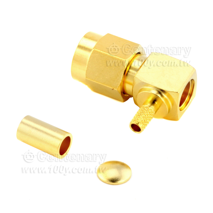 SMA Plug Crimp Right Angle For RG174,RG188,RG316; 11GHz VSWR 1.25 - 146960 Product Image
